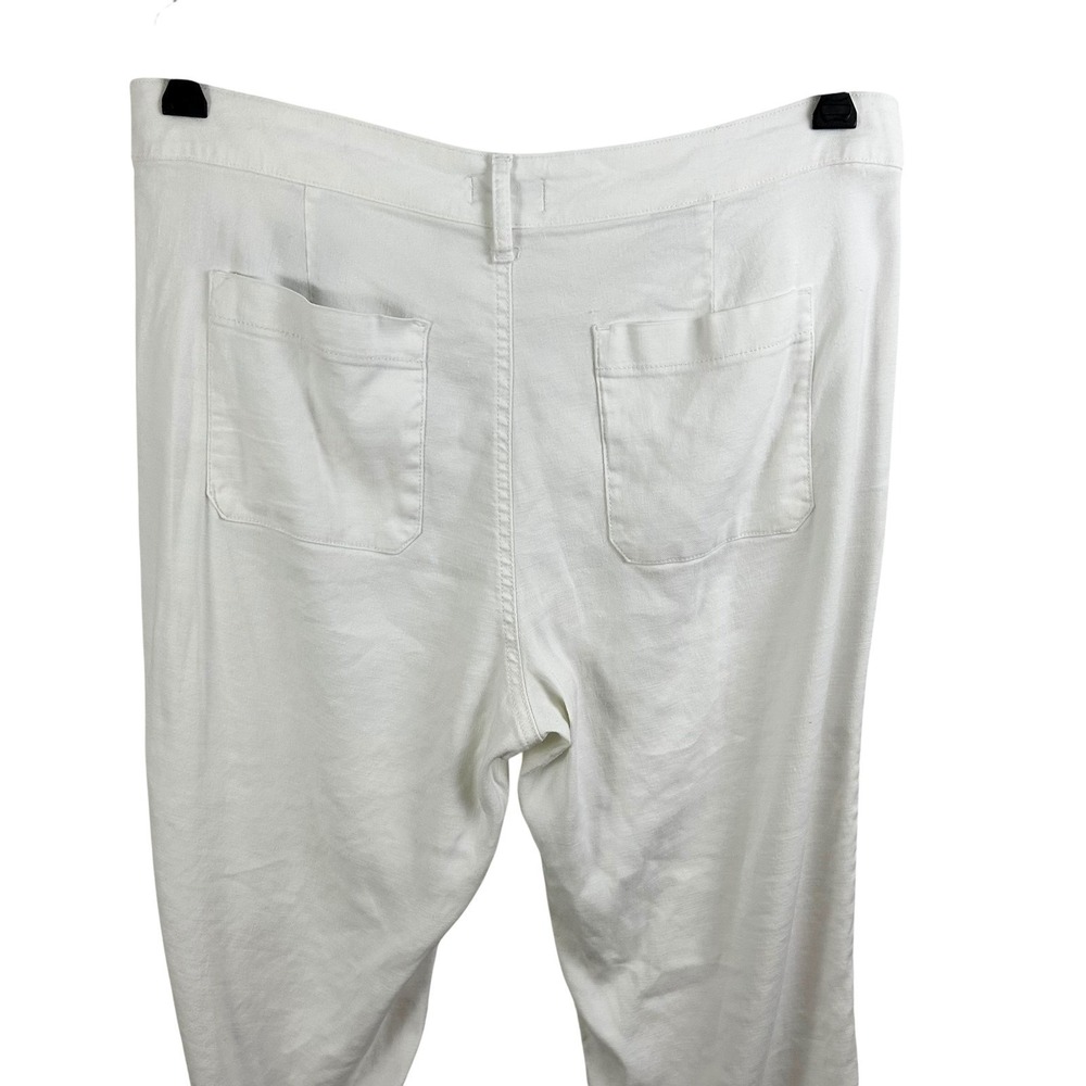 NYDJ White Linen Blend Ankle JEANS PANTS 12 Straight Beach Coastal Summer Casual - Picture 9 of 13